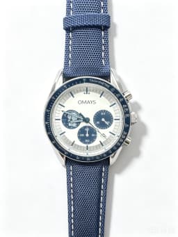 OMAYS Men's Luxury Sport Watch, 50th Anniversary Edition, Blue Nylon Band,Chronograph Quartz Wristwatch