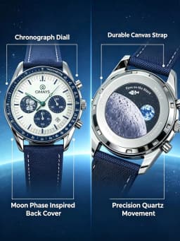 OMAYS Men's Luxury Sport Watch, 50th Anniversary Edition, Blue Nylon Band,Chronograph Quartz Wristwatch