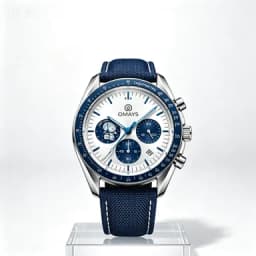 OMAYS Men's Luxury Sport Watch, 50th Anniversary Edition, Blue Nylon Band,Chronograph Quartz Wristwatch