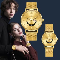 YaLaLuSi Stylish Men's and Women's Minimalist Casual Watches with Calendar and Smiley Face Design—Couple's Watches Reloj