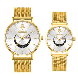 YaLaLuSi Stylish Men's and Women's Minimalist Casual Watches with Calendar and Smiley Face Design—Couple's Watches Reloj