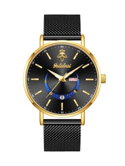 YaLaLuSi Stylish Men's and Women's Minimalist Casual Watches with Calendar and Smiley Face Design—Couple's Watches Reloj