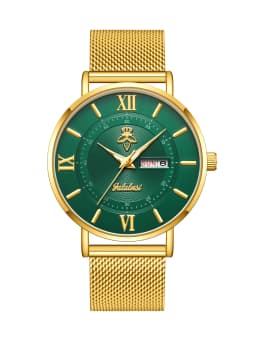 YaLaLuSi Stylish, Minimalist Unisex Watch with Date Display; Milanese Mesh Strap Couple’s Quartz Watch Reloj