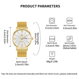 YaLaLuSi Stylish, Minimalist Unisex Watch with Date Display; Milanese Mesh Strap Couple’s Quartz Watch Reloj
