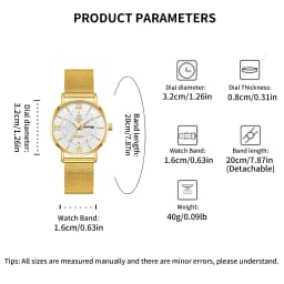 YaLaLuSi Stylish, Minimalist Unisex Watch with Date Display; Milanese Mesh Strap Couple’s Quartz Watch Reloj