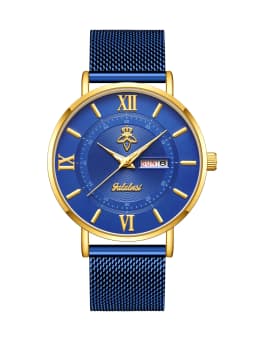 YaLaLuSi Stylish, Minimalist Unisex Watch with Date Display; Milanese Mesh Strap Couple’s Quartz Watch Reloj