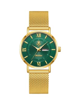 YaLaLuSi Stylish, Minimalist Unisex Watch with Date Display; Milanese Mesh Strap Couple’s Quartz Watch Reloj