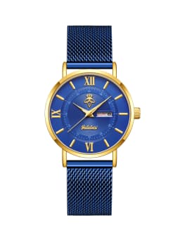 YaLaLuSi Stylish, Minimalist Unisex Watch with Date Display; Milanese Mesh Strap Couple’s Quartz Watch Reloj