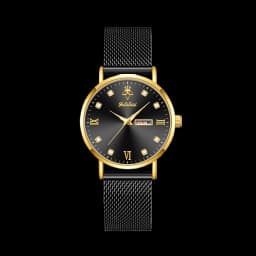 YaLaLuSi Fashionable Diamond-Set Roman Numeral Date Display Unisex Couple’s Quartz Wristwatch Reloj