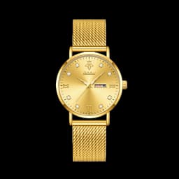 YaLaLuSi Fashionable Diamond-Set Roman Numeral Date Display Unisex Couple’s Quartz Wristwatch Reloj