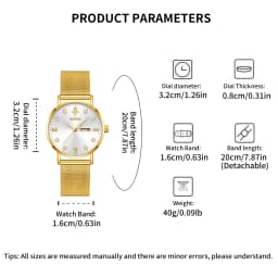 YaLaLuSi Fashionable Diamond-Set Roman Numeral Date Display Unisex Couple’s Quartz Wristwatch Reloj