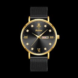YaLaLuSi Fashionable Diamond-Set Roman Numeral Date Display Unisex Couple’s Quartz Wristwatch Reloj
