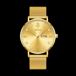 YaLaLuSi Fashionable Diamond-Set Roman Numeral Date Display Unisex Couple’s Quartz Wristwatch Reloj