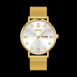 YaLaLuSi Fashionable Diamond-Set Roman Numeral Date Display Unisex Couple’s Quartz Wristwatch Reloj