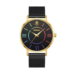 YaLaLuSi Rainbow Roman Numeral Men’s and Women’s Watches with Steel Straps – Quartz Wristwatches – Couples’ Watches – Gifts