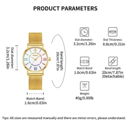 YaLaLuSi Rainbow Roman Numeral Men’s and Women’s Watches with Steel Straps – Quartz Wristwatches – Couples’ Watches – Gifts