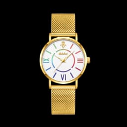 YaLaLuSi Rainbow Roman Numeral Men’s and Women’s Watches with Steel Straps – Quartz Wristwatches – Couples’ Watches – Gifts