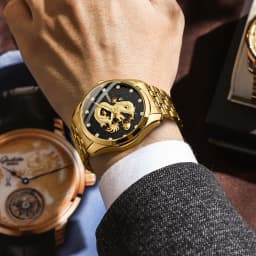 CHENXI Mens Business Luxury Full Steel Golden Quartz Watch Top Brand Waterproof Date Luminous Scratch-Proof Fashion Wristwatch
