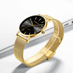 CRRJU Women Watch Fashion Quartz Waterproof Slim Stylish with Date Couple Wristwatch Mesh Strap Clock for Unisex Reloj Hombre