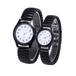 Fashion Couple Watches, a Pair of Casual Quartz Watches for Men and Women, Arabic Numerals, Elastic Strap Women's Wristwatch