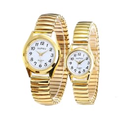 Fashion Couple Watches, a Pair of Casual Quartz Watches for Men and Women, Arabic Numerals, Elastic Strap Women's Wristwatch