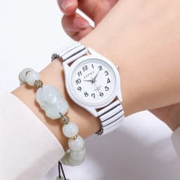 Fashion Couple Watches, a Pair of Casual Quartz Watches for Men and Women, Arabic Numerals, Elastic Strap Women's Wristwatch