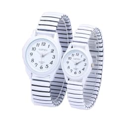 Fashion Couple Watches, a Pair of Casual Quartz Watches for Men and Women, Arabic Numerals, Elastic Strap Women's Wristwatch