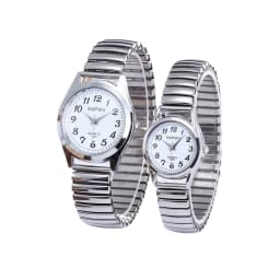 Fashion Couple Watches, a Pair of Casual Quartz Watches for Men and Women, Arabic Numerals, Elastic Strap Women's Wristwatch