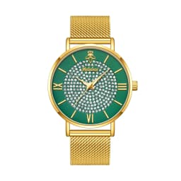 YaLaLuSi Fashionable Diamond-Set Dial Watches for Men and Women; Roman Numeral Mesh Strap Couple’s Watches Reloj