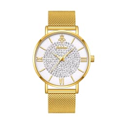 YaLaLuSi Fashionable Diamond-Set Dial Watches for Men and Women; Roman Numeral Mesh Strap Couple’s Watches Reloj