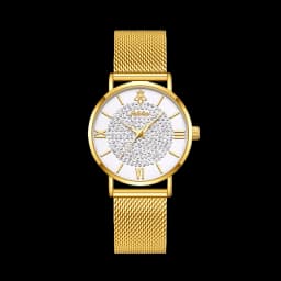 YaLaLuSi Fashionable Diamond-Set Dial Watches for Men and Women; Roman Numeral Mesh Strap Couple’s Watches Reloj