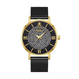 YaLaLuSi Fashionable Diamond-Set Dial Watches for Men and Women; Roman Numeral Mesh Strap Couple’s Watches Reloj
