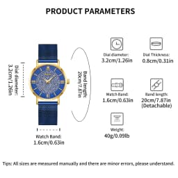 YaLaLuSi Fashionable Diamond-Set Dial Watches for Men and Women; Roman Numeral Mesh Strap Couple’s Watches Reloj