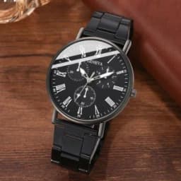 2PCS Men's three eyed business casual trendy belt quartz watch high-end atmospheric watch large dial