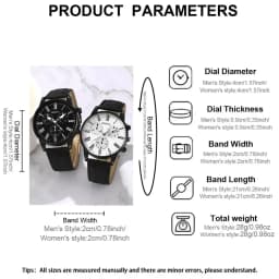 2PCS Men's three eyed business casual trendy belt quartz watch high-end atmospheric watch large dial