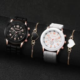 2PCS Men's three eyed business casual trendy belt quartz watch high-end atmospheric watch large dial