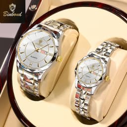 BINBOND Fashion Couple Watches Waterproof Diamond Valentine Day Lover Gift Stainless Steel Watch Men Women Quartz Watch 2pcs