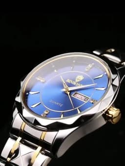 BINBOND Fashion Couple Watches Waterproof Diamond Valentine Day Lover Gift Stainless Steel Watch Men Women Quartz Watch 2pcs