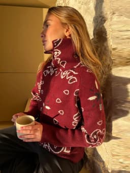 2026 Spring New Paisley Floral Print Knitted Cardigan Jacket Women Chic Long Sleeve Zipper Sweater Lady Casual Street Outerwear