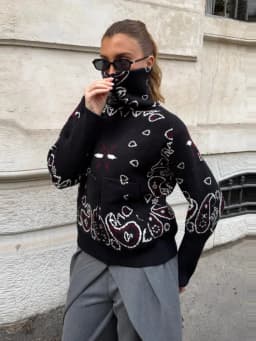 2026 Spring New Paisley Floral Print Knitted Cardigan Jacket Women Chic Long Sleeve Zipper Sweater Lady Casual Street Outerwear