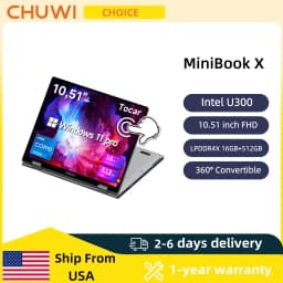 CHUWI MiniBook X Touch Screen Tablet Laptop 2-in-1 Intel U300 16GB LPDDR4X 512G SSD 10.51'' 2K FHD Notebook WiFi6 Windows 11 Convenient Office Computer