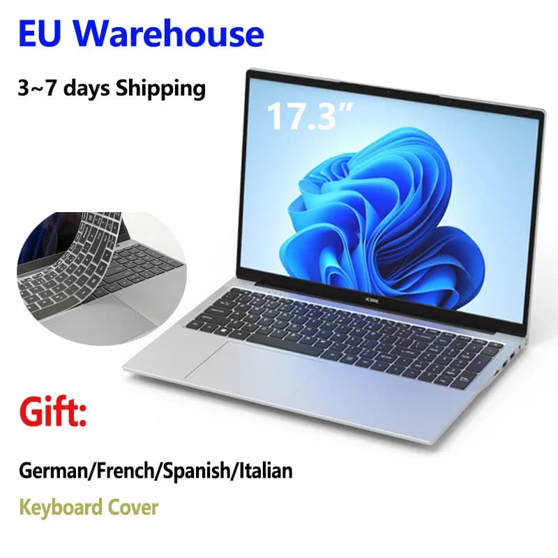 Blossom 6500Y New 17.3" Laptop 16GB RAM 512GB SSD Intel N5095 Portable Notebook Lightweight Keyboard Windows 11 Pro
