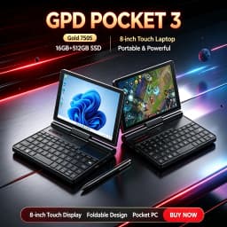 GPD Pocket 3 8'' Mini Handheld Laptop Intel Pentium Gold 7505 Touchscreen 180° Foldable Portable Notebook 16GB LPDDR4X 512GB SSD