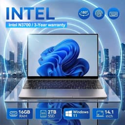 LENO NEW 14.1" Laptop Windows 11 16GB RAM 2TB SSD Intel N3700 Pro Notebook Gamer 1920*1080 Display Office Study Ultra Slim Computer PC