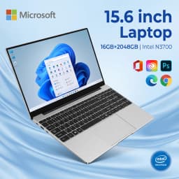 Ultra-Slim Laptop 15.6 Inch Lightweight Portable Intel N3700 16GB RAM 2TB M.2 SSD For Business, Study & Home Entertainment