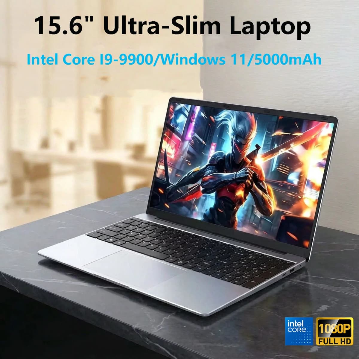 15.6" Global Ultra Slim Laptop Intel Core I9-9900 32Gb Ram 2Tb Ssd 1080P Fhd Windows 11 High-Performance Portable Notebook Computer