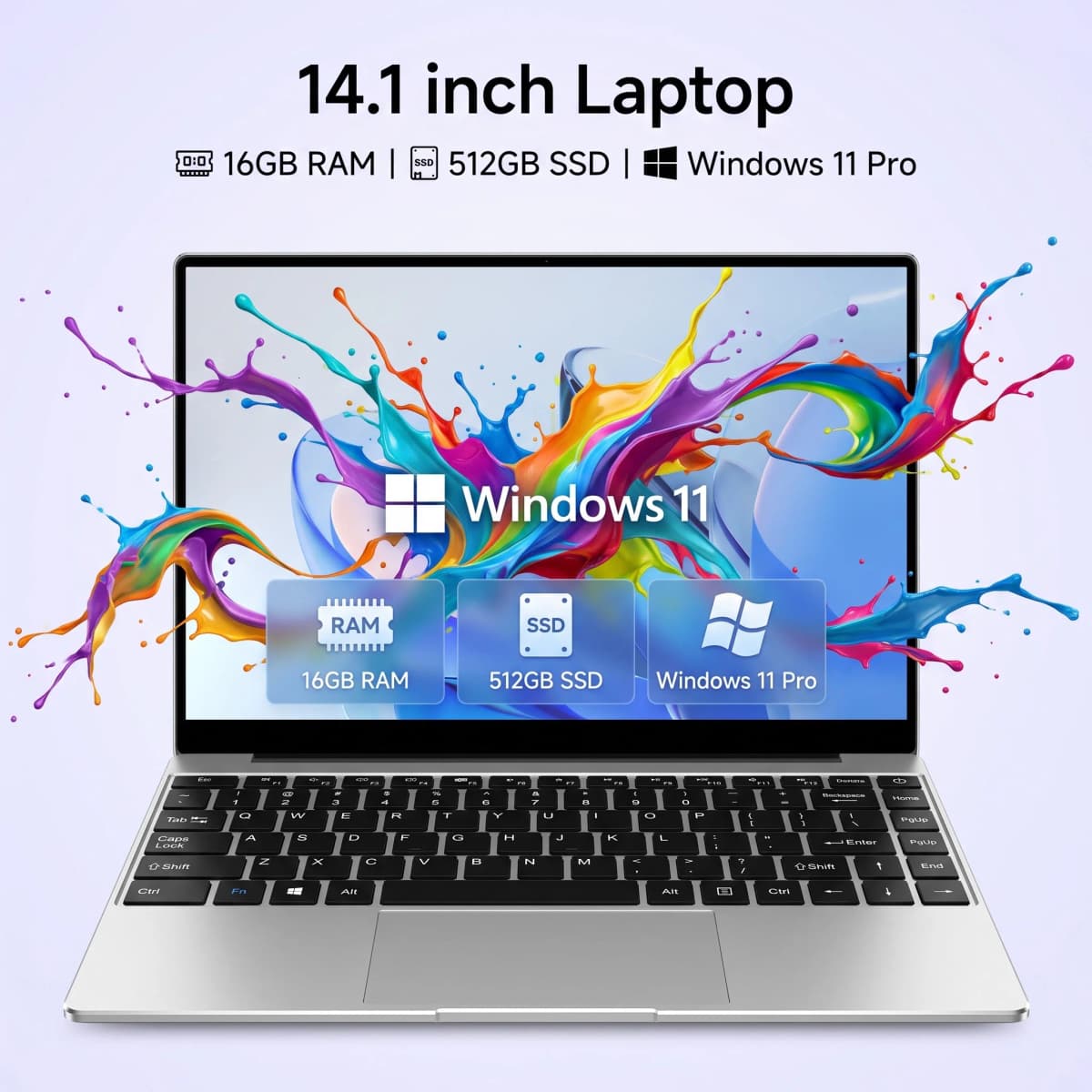 New Ultra Slim Laptop 14.1" 16Gb Ram 512Gb Ssd Intel 4405U Gaming Pc 1920*1080 Display Office Study Computer Pc Windows 11 Pro