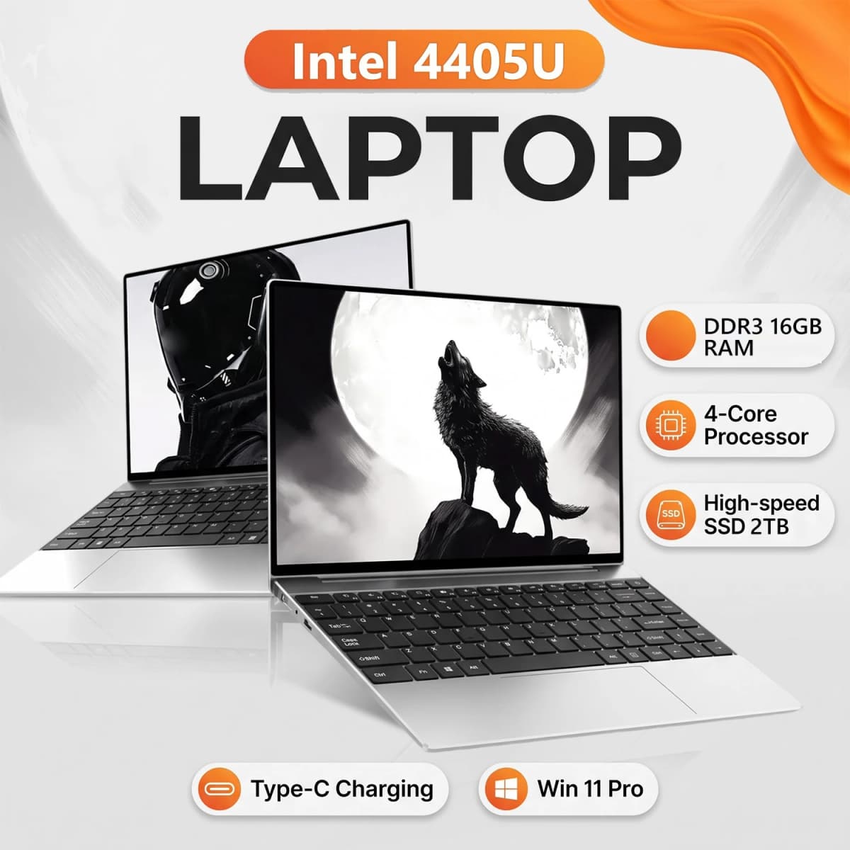Portable Laptop Intel 4405U 14.1 inch 16GB LPDDR3 RAM 512GB 1TB 2TB SSD Windows 11 Pro Notebook Wifi6 IPS 1080P Notebook PC