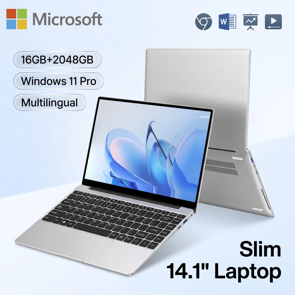 New Ultra Slim Laptop 14.1" 16Gb Ram 2Tb Ssd Intel 4405U Gaming Pc 1920*1080 Display Office Study Computer Pc Windows 11 Pro