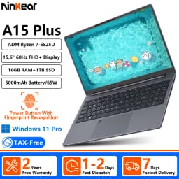 [Ship From Within Europe]Ninkear A15 Plus Laptop AMD Ryzen 7 5825U 15.6" FHD+ Display 16GB RAM+1TB SSD Wi-Fi 6 Bluetooth 4.0 Windows 11 Pro 63.52Wh Battery 65W Charging